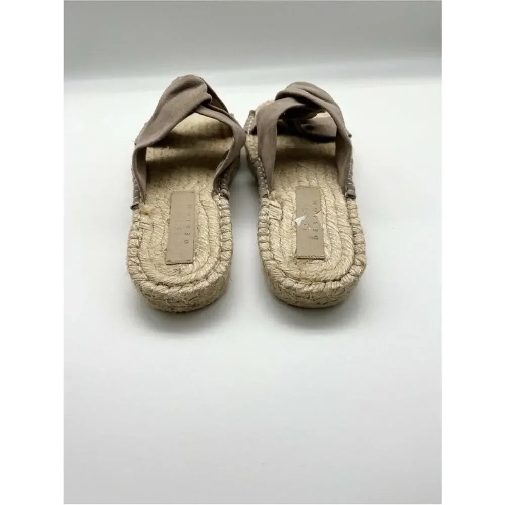 ASOS Design Jolly Knotted Beige Faux Suede Crossover Espadrille Flats Size 9